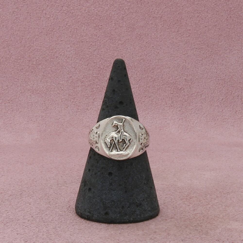 bell sterling silver vintage southwestern end of trail signet ring size 7.75
